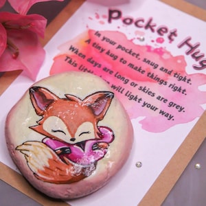 Câlin de poche avec carte de gentillesse + personnalisation en option | Roches peintes à la main | Roche de soutien émotionnel | cadeau édifiant | Encouragez le rock
