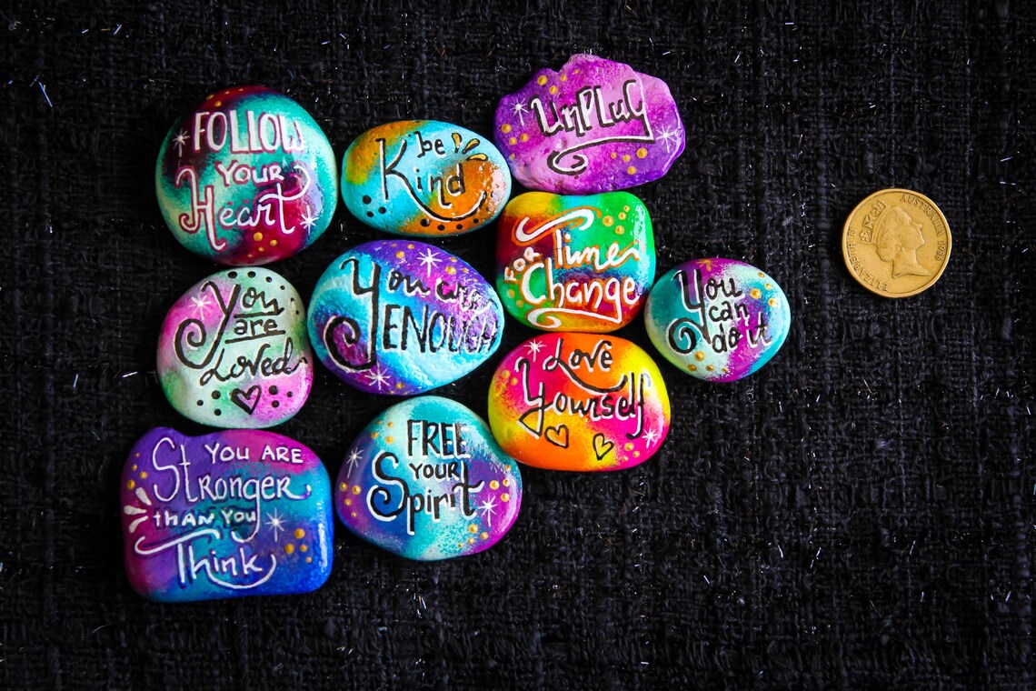 Positivity Pebbles With Optional Personalization | Affirmation Rocks ...