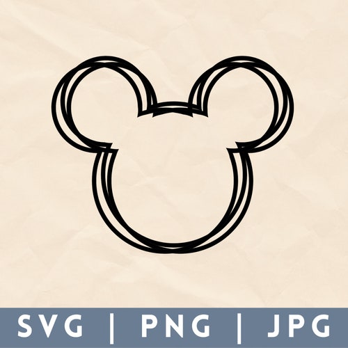 Mickey Head Scribble Svg Png Jpg Cut File Silhouette - Etsy