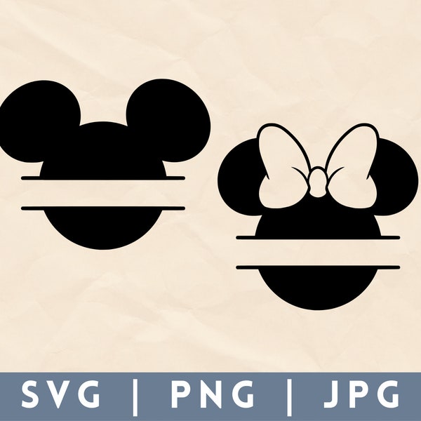 Personalized Mickey Minnie Mouse Heads, Bundle, SVG, PNG, magic, castle, digital download, silhouette, cricut, cut file, design element, diy