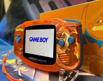 Charizard Pokémon UV Printed Custom Game Boy Advance Gba - IPS Screen, Clicky triggers, orange power led, more options, rechargable batt. +