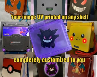 Custom UV Printed Gameboy Advance Sp GBA SP with 900 mAh battery, ips screen, Usb-C, custom back sticker, and more