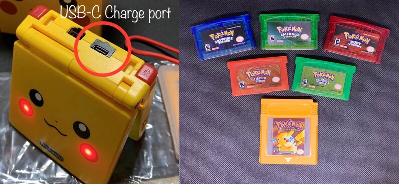 Pikachu cheekachu Custom Gameboy Advance SP Bundle W/ IPS V2 - Etsy