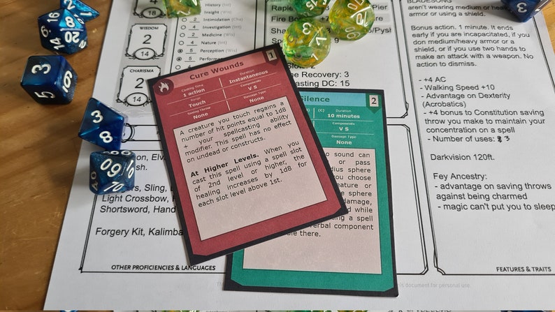 Paladin D&amp;D 5e Spell Cards | Custom Printable - Etsy