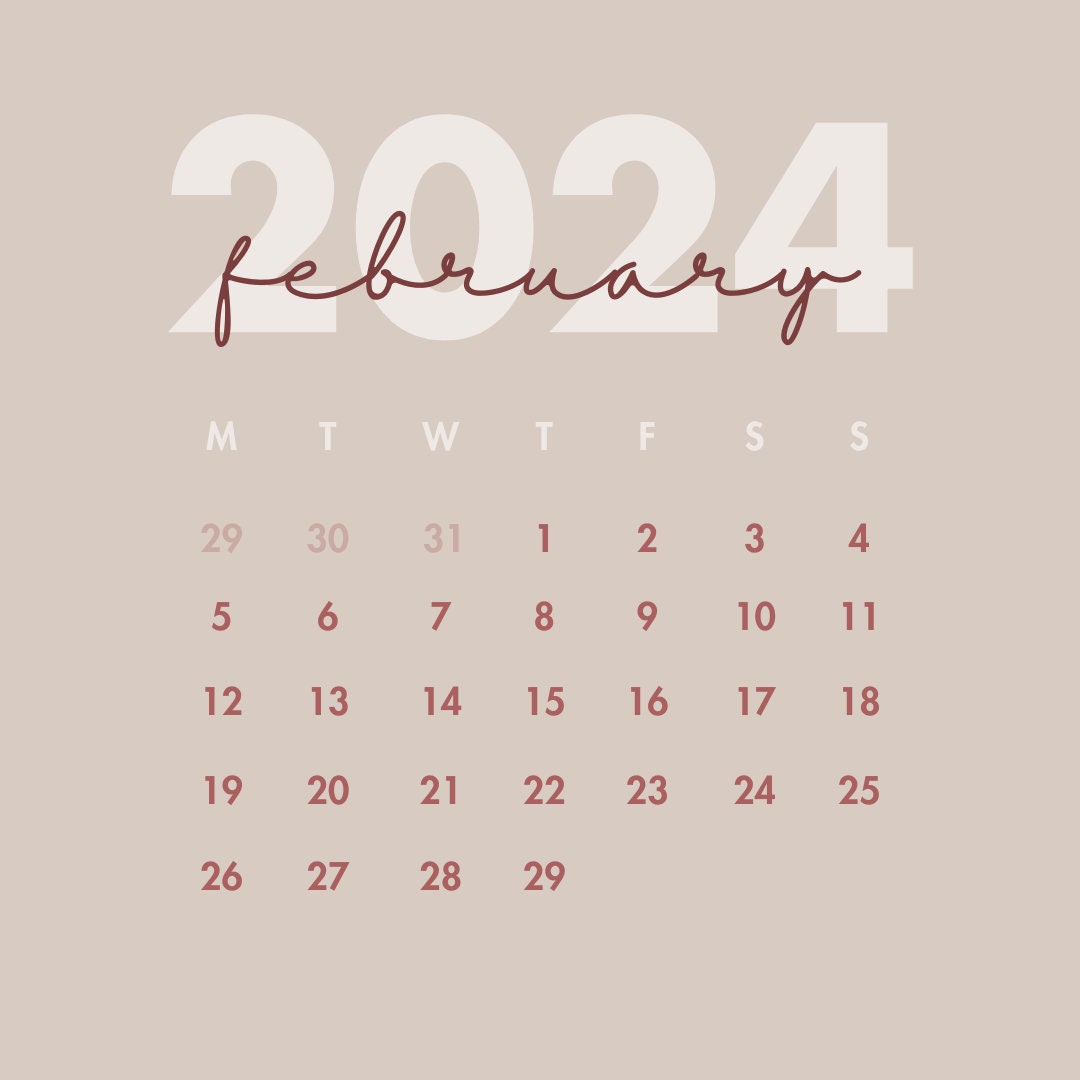 February 2024 Calendar Printable Aesthetic Image to u