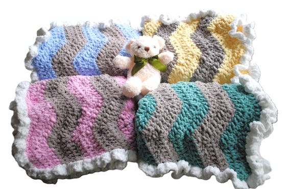 Baby Blanket - Baby Waves - handmade to order, custom made.