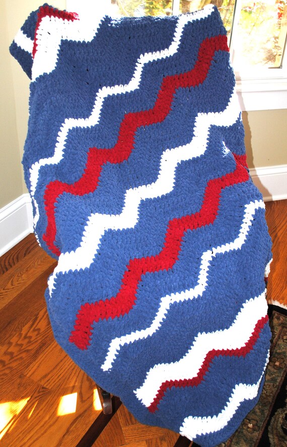 College Blanket.  Red, White and blue.  Handmade to order, custom design, dorm room decor, one-of-a-kind.