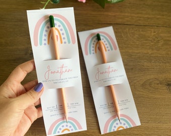 Baby Shower Seed Pencil, Rainbow Theme Card, Birthday Rainbow Concept, Thank You Card, Bulk Gift For Guest, Unique Gift, Birthday Favor