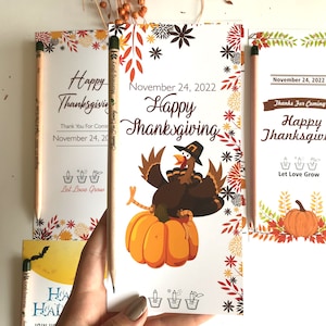 Crayon à graines personnalisé pour Thanksgiving, Halloween, cadeaux de gratitude, cadeaux des fêtes, friandises de remerciement, remerciements pour l'automne, cartes de gratitude,
