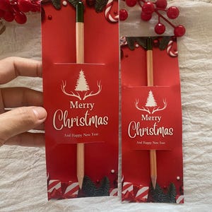 Plantable Seed Pencil Christmas Favor, Merry Christmas Card