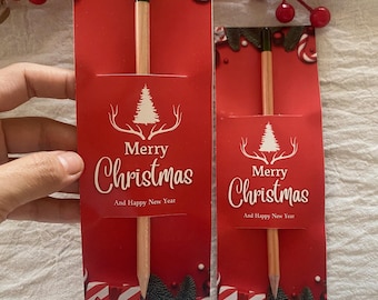 植えられる種鉛筆のクリスマスの贈り物、メリークリスマスカード