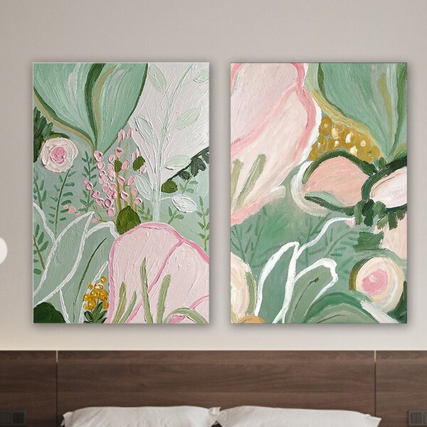 Pink Green Wall Art Etsy
