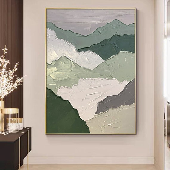 Abstract Mountain Painting on Canvas Custom Wall Art Textural Etsy
