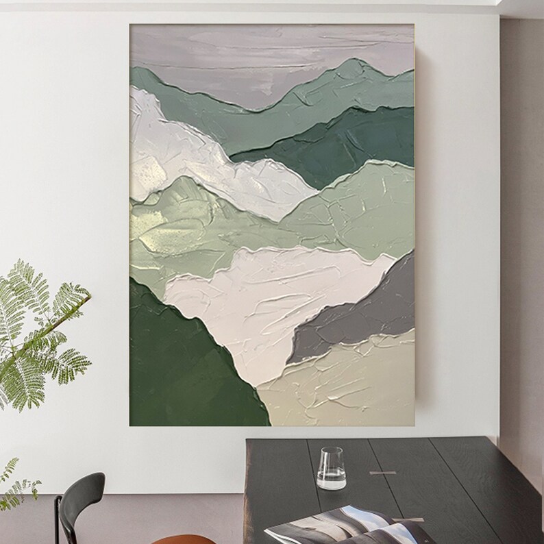 Abstract Mountain Painting on Canvas Custom Wall Art Textural Etsy