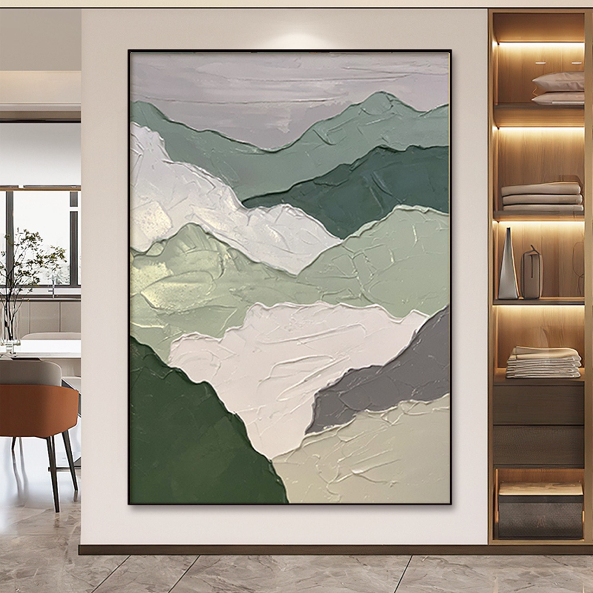 Abstract Mountain Painting on Canvas Custom Wall Art Textural Etsy