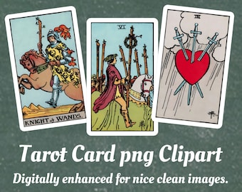 Vintage Tarot Cards Clipart: Full 78 Card Deck (PNG Digital Download)