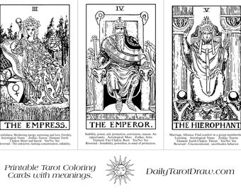 Tarot Card Coloring Pages - Tarot Coloring Cards with Meanings