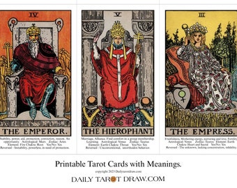Tarot Cards with Meanings - Printable Rider Waite Tarot Cards