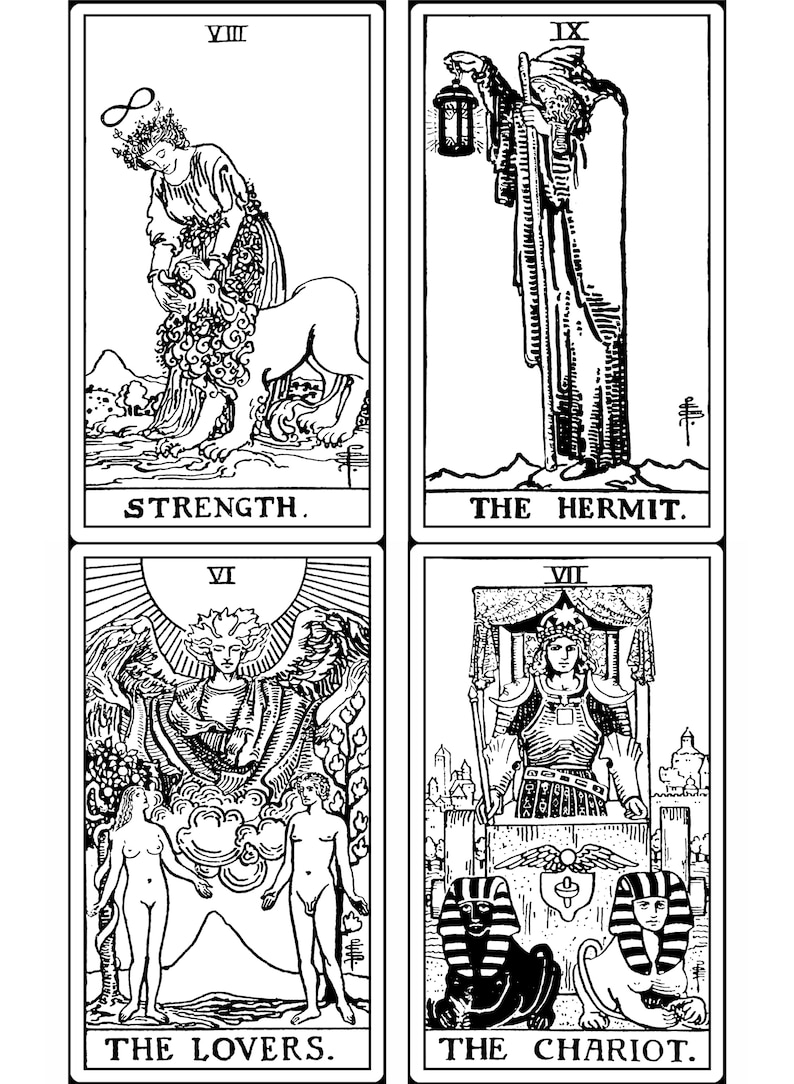 Tarot Deck Printable Black and White Printable Tarot Cards Etsy