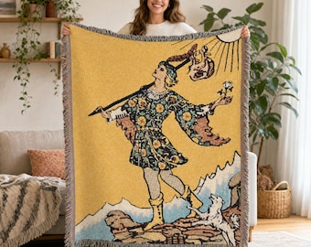 Tarot Woven Blanket | The Fool | Tapestry Throw, Boho Home Decor