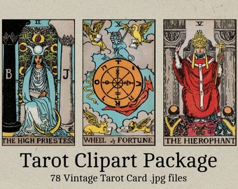 Tarot Clipart - Vintage Tarot Card jpg files