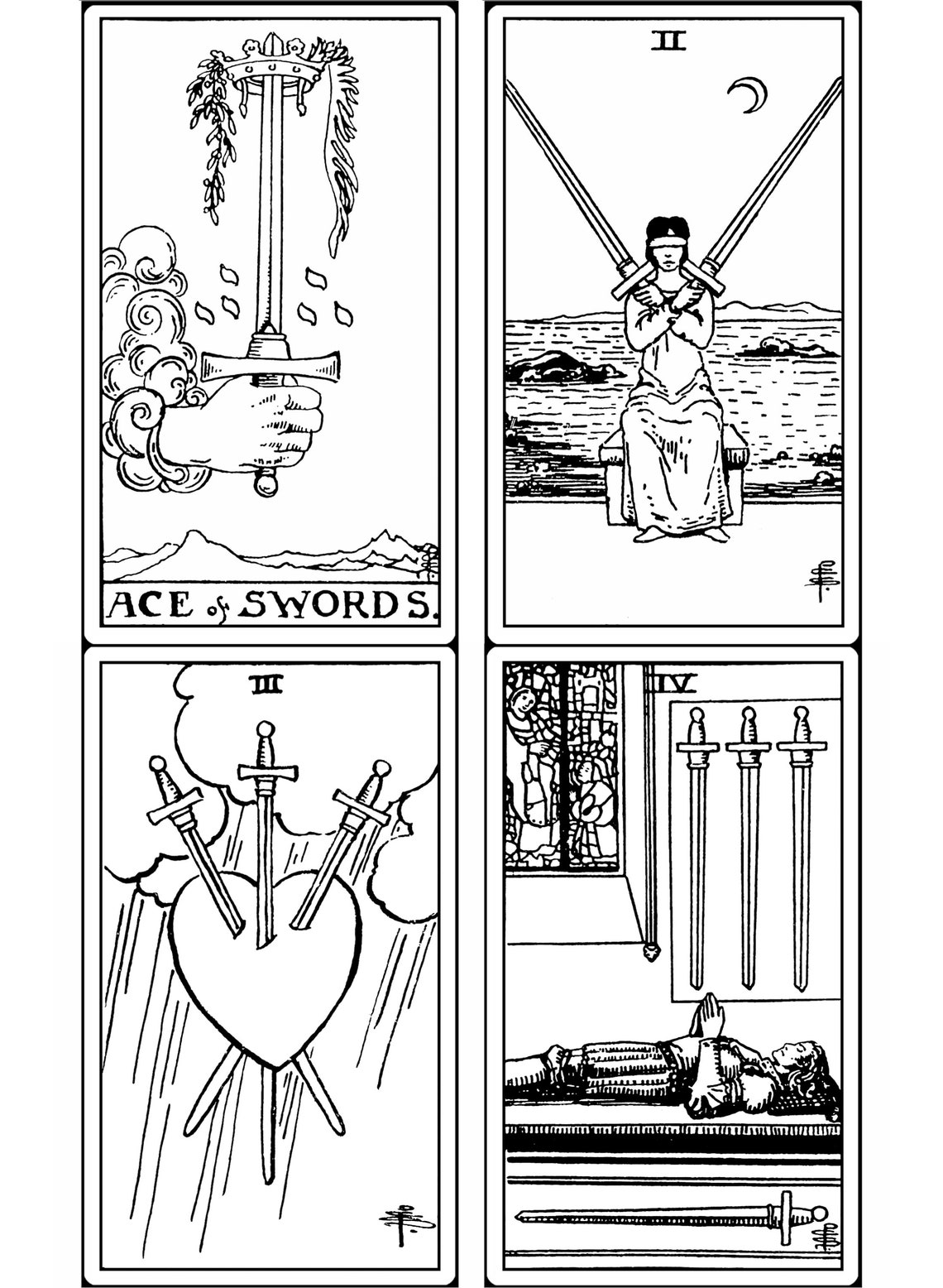 Tarot Deck Printable Black and White Printable Tarot Cards Etsy