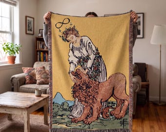 Strength Tarot Card Woven Blanket | Tapestry Throw