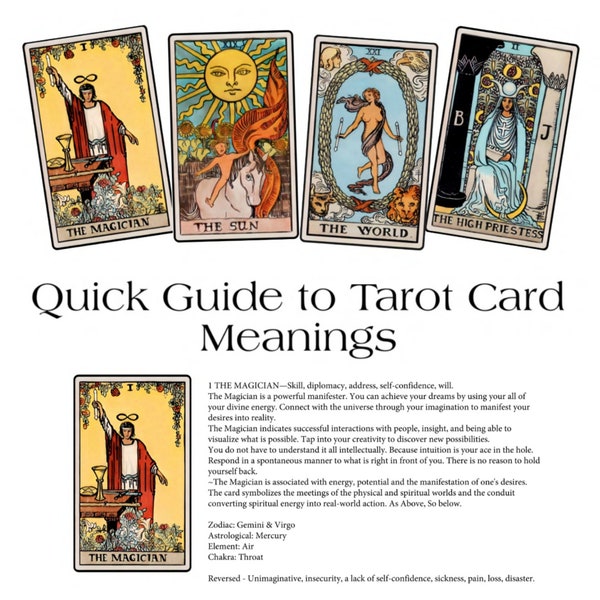 Tarot Guide Book - Tarot Card Meanings - Guidebook