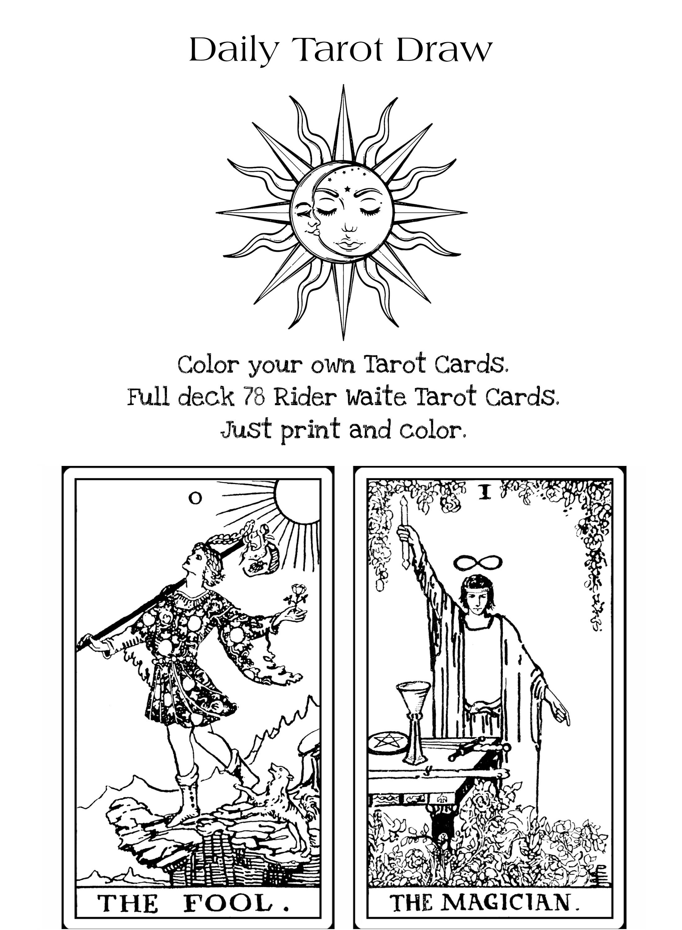 Tarot Deck Printable Black and White - Printable Tarot Cards - Etsy