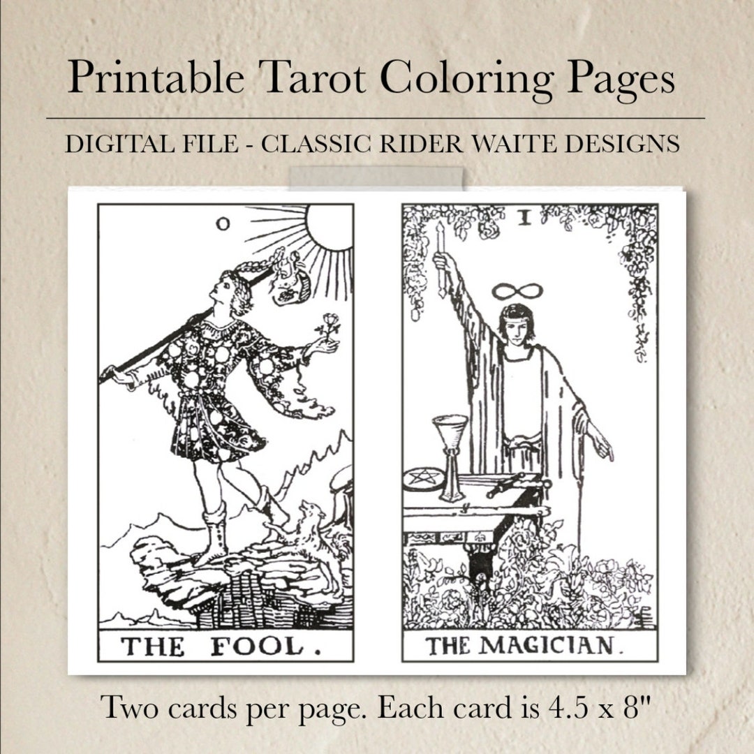 Tarot Coloring Book - Printable Tarot Card Coloring Pages 78 Cards - Etsy