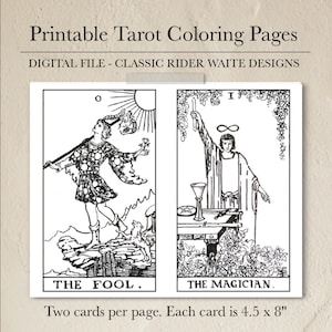 Tarot kleurboek - Afdrukbare Tarotkaart kleurplaten 78 kaarten