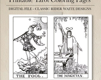 Tarot Coloring Book - Printable Tarot card coloring pages 78 cards