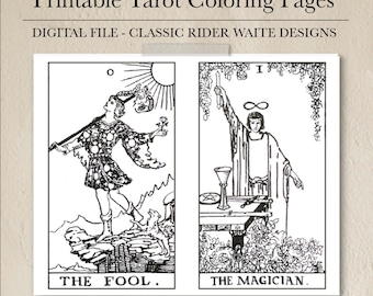 Rider Waite Tarot Coloring Book: 78 Printable Cards (Digital Download)