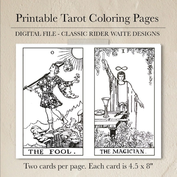 Tarot Coloring Book - Printable Tarot card coloring pages 78 cards