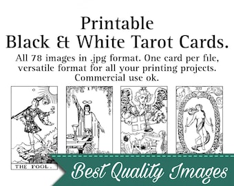 Cartas de Tarot Imprimibles en Blanco y Negro - Rider Waite