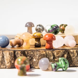 Natural Carved Crystal Mushroom, Hand Carved Mushroom, Gemstone Mushroom, Healing Crystal, Christmas Gift, Halloween Gift