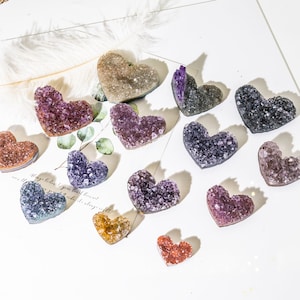 Lote de atacado 1 lb Natural Druzy Cluster Heart, Crystal Quartz Heart, Geode Heart, Healing Crystal Gift