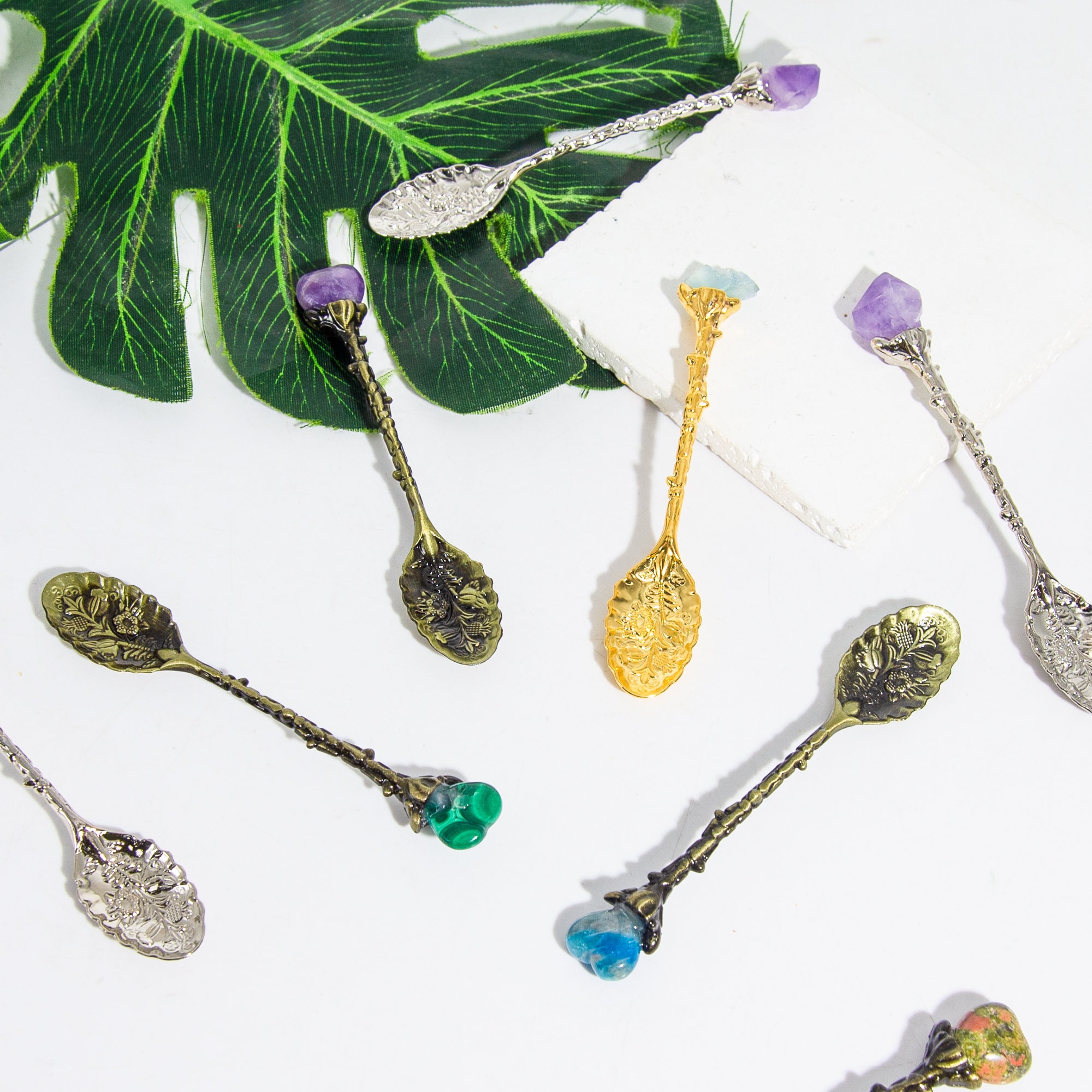 Mixed Crystal Spoons: Copper Gemstone Spoon, Wholesale Lot - Etsy