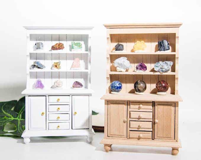 Wooden Crystal Shelf Display Case,Crystal Specimen Mini Cabinet