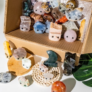 Verrassingsdoos egel met kristalsnijwerk, aangepast, mix van stukjes kristal, genezend kristal, woondecoratie, kerstcadeau