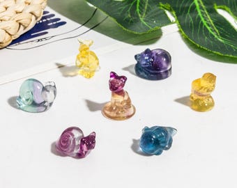 Mini fluorita tallada en forma de animal, cristal curativo, venta al por mayor
