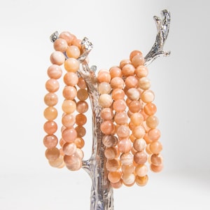 Wholesale lot 6 Pcs Natural Peach MoonStone 8mm Crystal Healing Stretch Bracelet