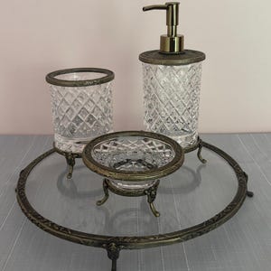 Soap dish set for Authentic Bathroom Decor Bathroom Accessories, Gold Soap Dispenser