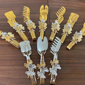 Versatile and Durable Kitchen Tongs for Culinary Precision, Gold / Silver Color Option Kitchen Utensils, Dining Table Accessories