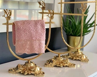 Gold hand towel holder for bathroom or kitchen decor