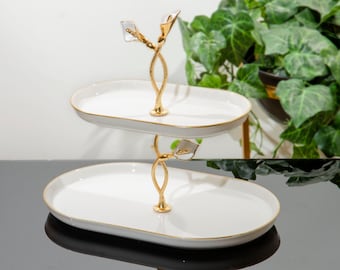 Layered Decorative Gold and Silver Serveware for Elegant Tea or Coffee Time Treats, Display Stand