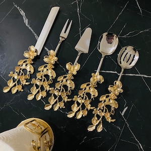 Elegantes Edelstahl Utensilien Set für Kuchen, und Salatbesteck Löffel Gold Kitchen Decor