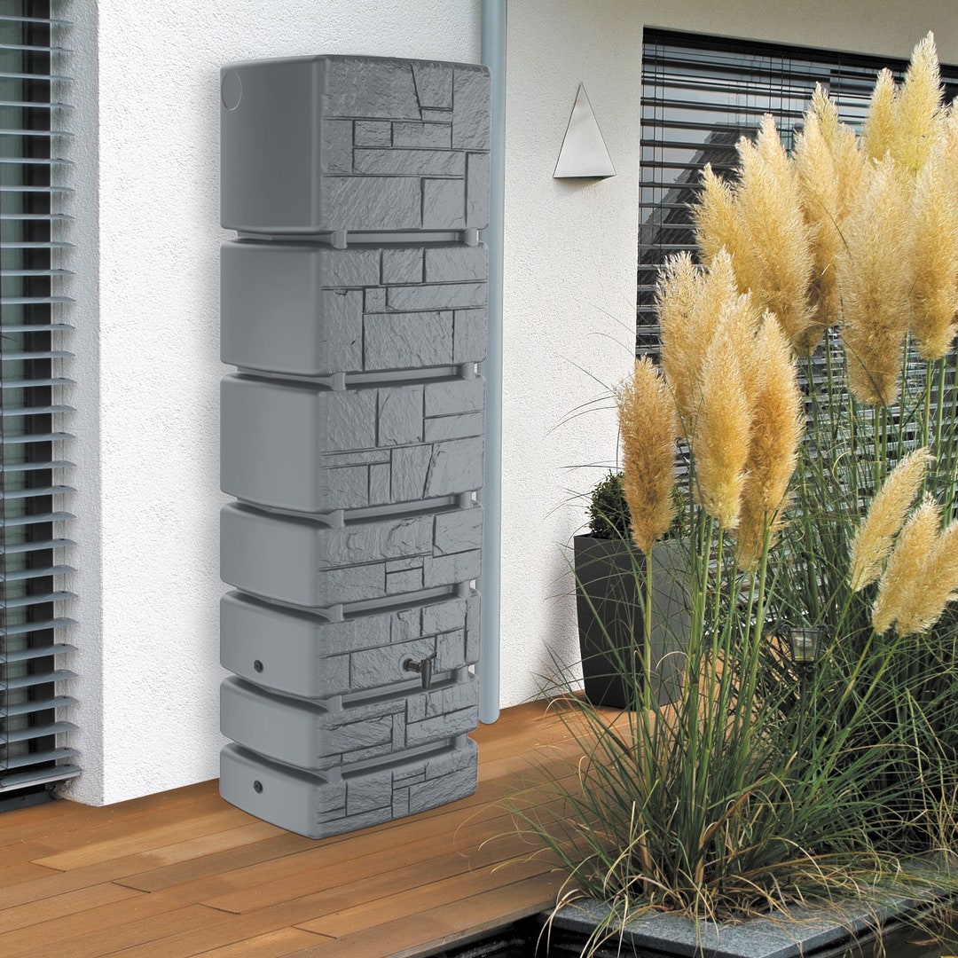 Regentonne Eckig SANTURO 350 L Grau Etsy