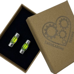 Pair Spirit Level Cufflinks. Unique thoughtful gift for him. Great for engineers, technicians, builders and enthusiastic DIYers