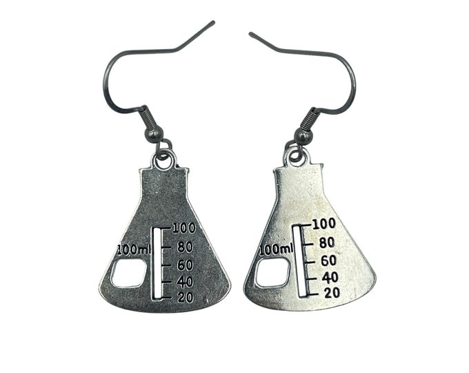Science Lab Beaker Earrings. Perfect gift for Science, Biology and STEM lovers. Erlenmeyer flask gift for Scientists, Teachers and Students